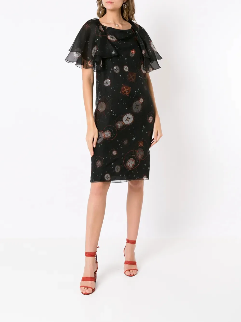  Isolda Ruffle-sleeve Dress - Black 