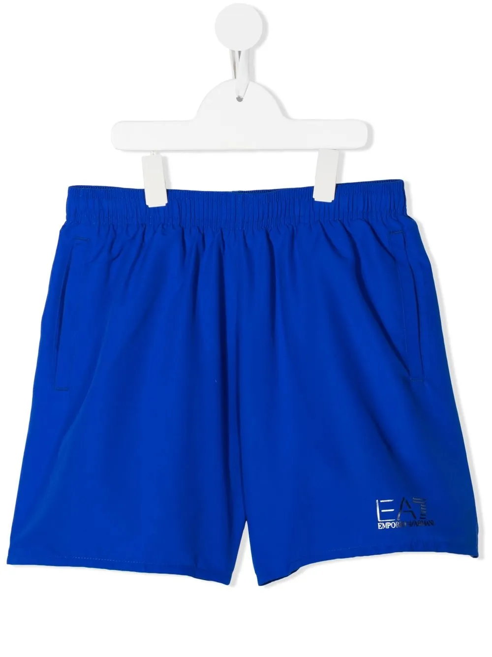 Ea7 Teen Logo-print Swim Shorts In Blue