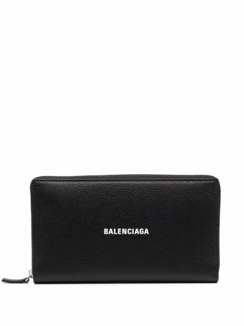 Balenciaga محفظة جلد بطبعة شعار الماركة 