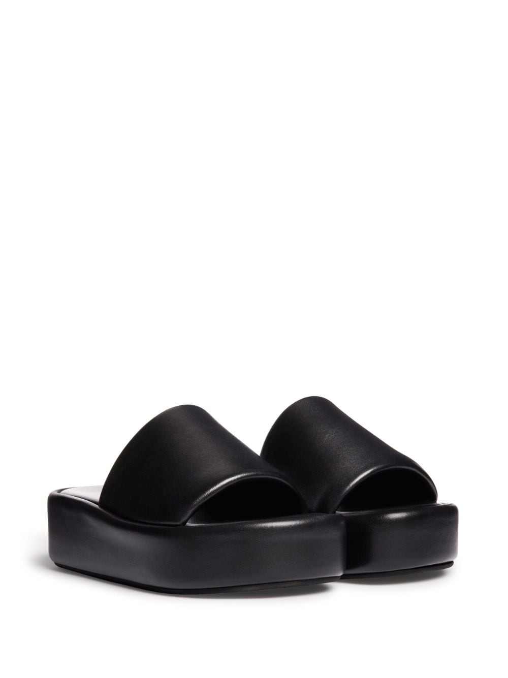Shop Balenciaga Rise Leather Platform Slides In Black