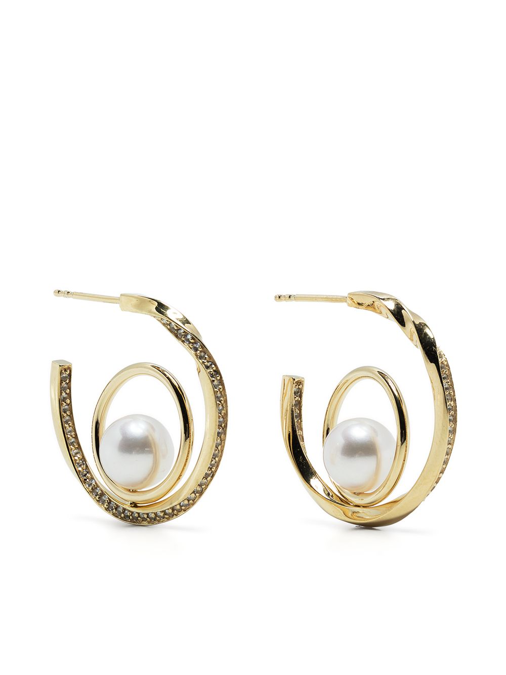 gold vermeil-plated pearl and topaz earrings