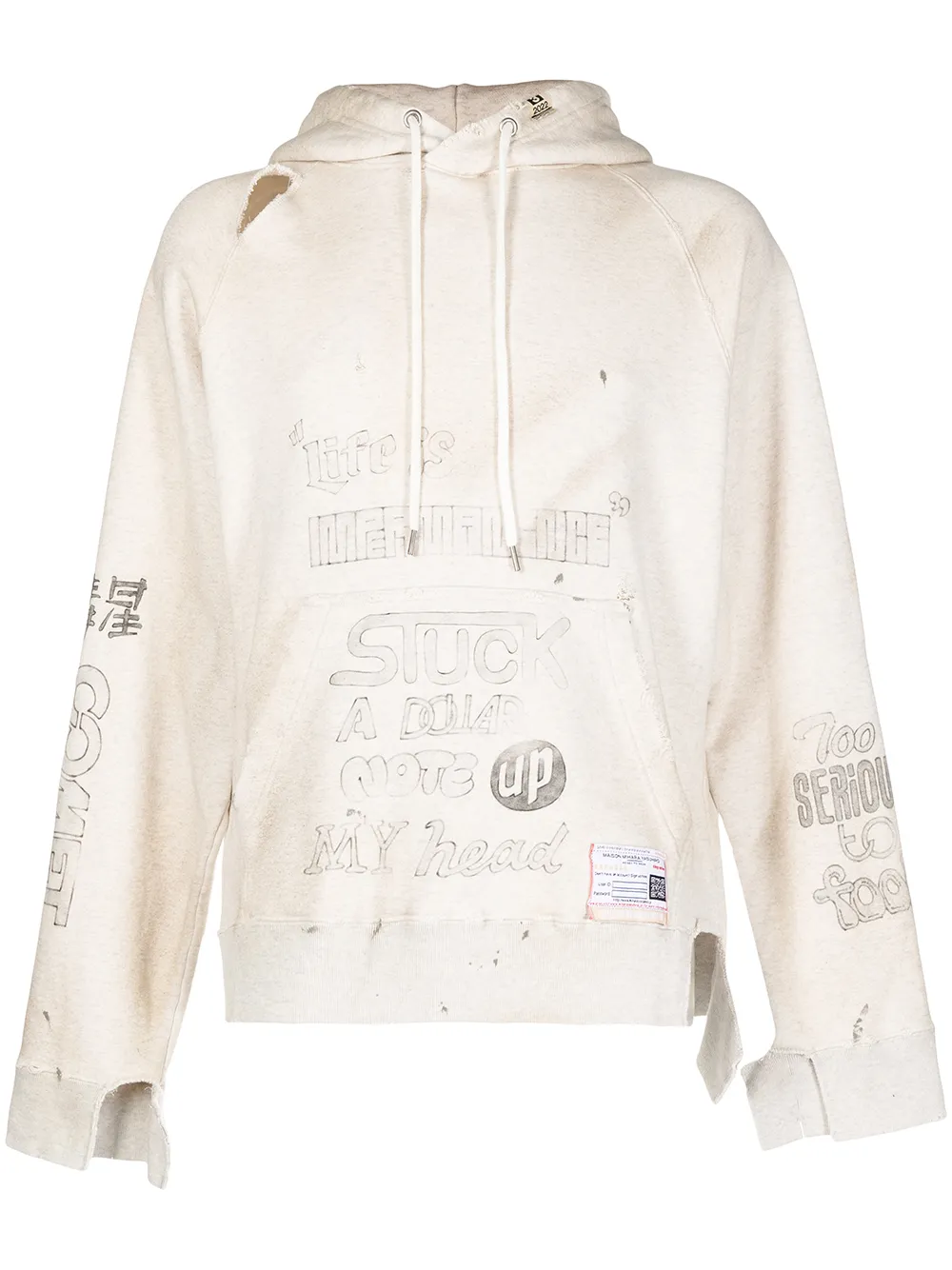

Maison Mihara Yasuhiro hoodie con detalle envejecido - Blanco
