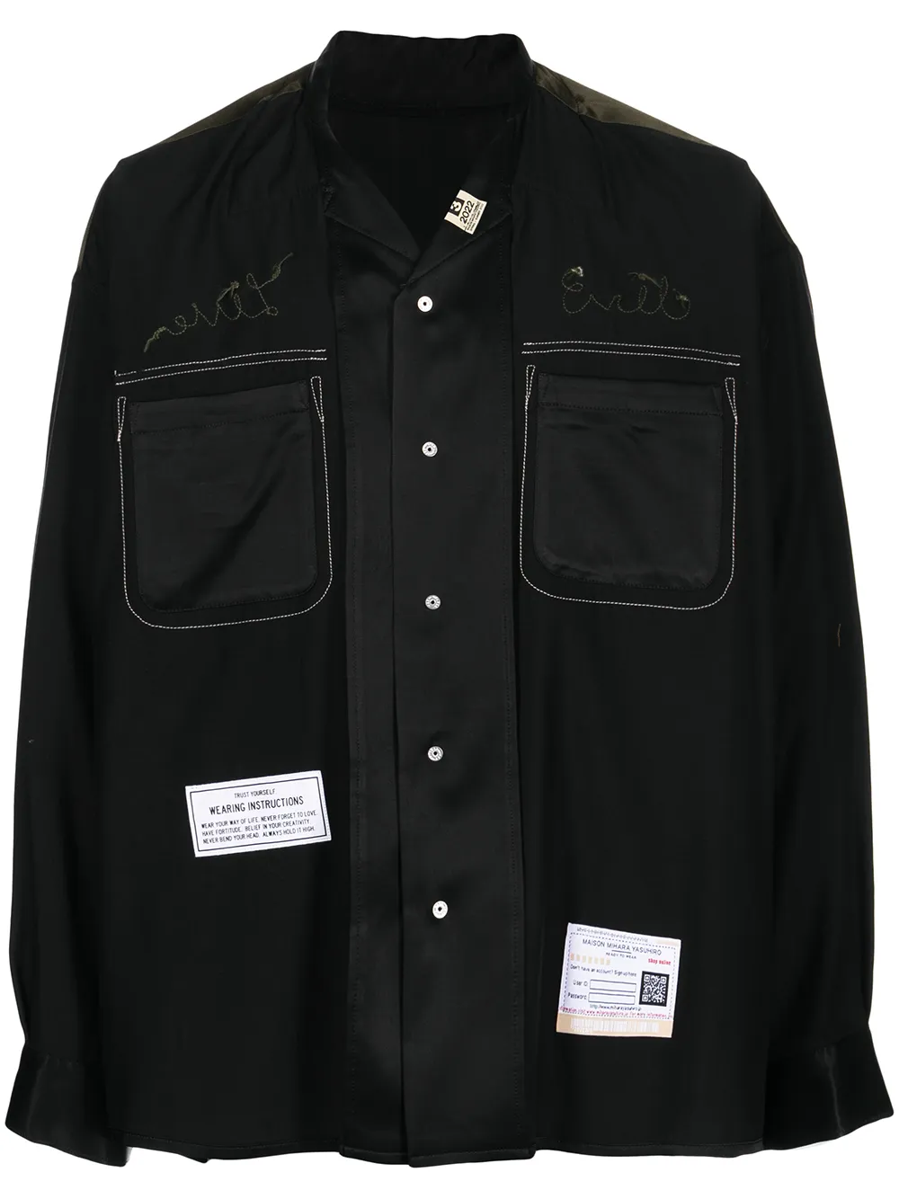

Maison Mihara Yasuhiro contrast-stitching notched-collar shirt - Black