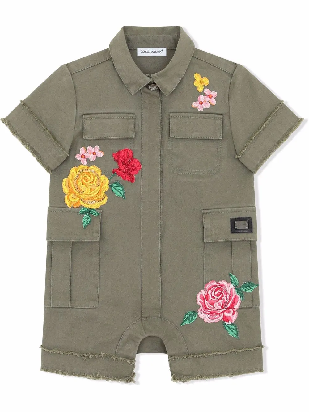 

Dolce & Gabbana Kids romper con flores bordadas - Verde