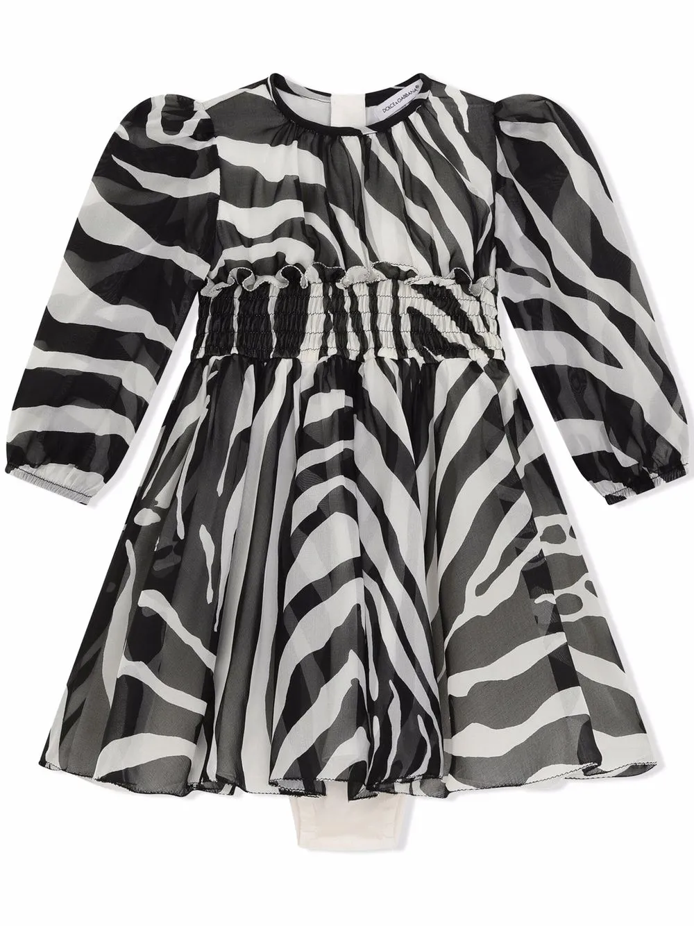 

Dolce & Gabbana Kids flared zebra-print dress - White