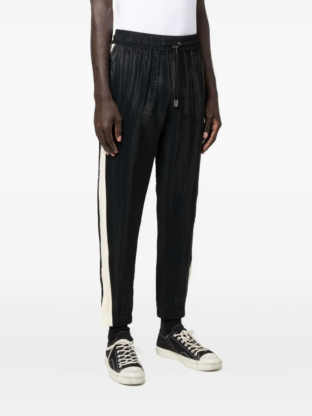 Saint Laurent side-stripe Tapered Trousers | Black | FARFETCH AZ