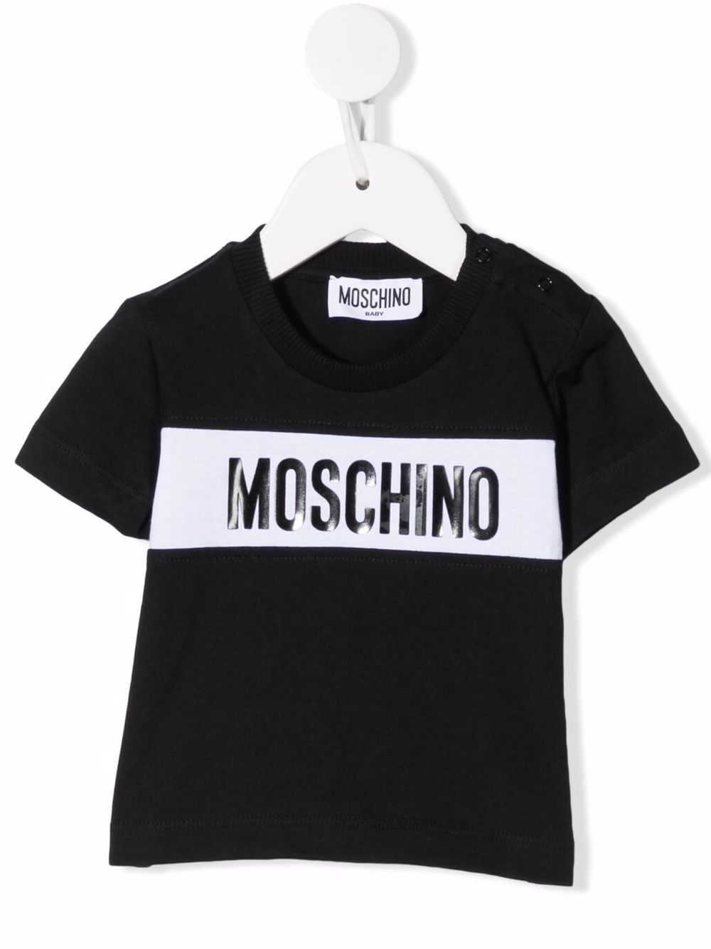 

Moschino Kids panelled logo-print T-shirt - Black