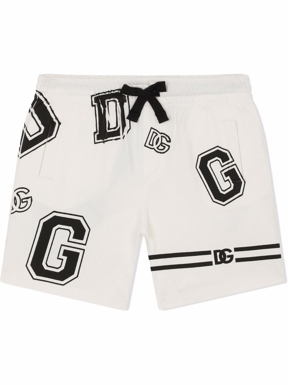 

Dolce & Gabbana Kids logo lettering-print cotton track shorts - White