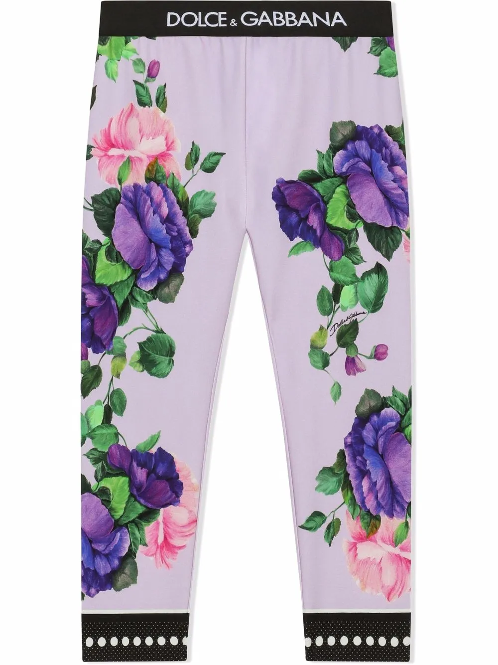 

Dolce & Gabbana Kids leggins con estampado floral y logo en la pretina - Morado