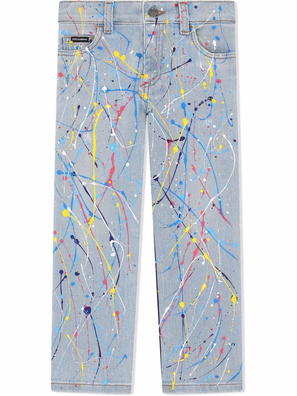 Image 1 of Dolce & Gabbana Kids stonewashed paint-splatter jeans