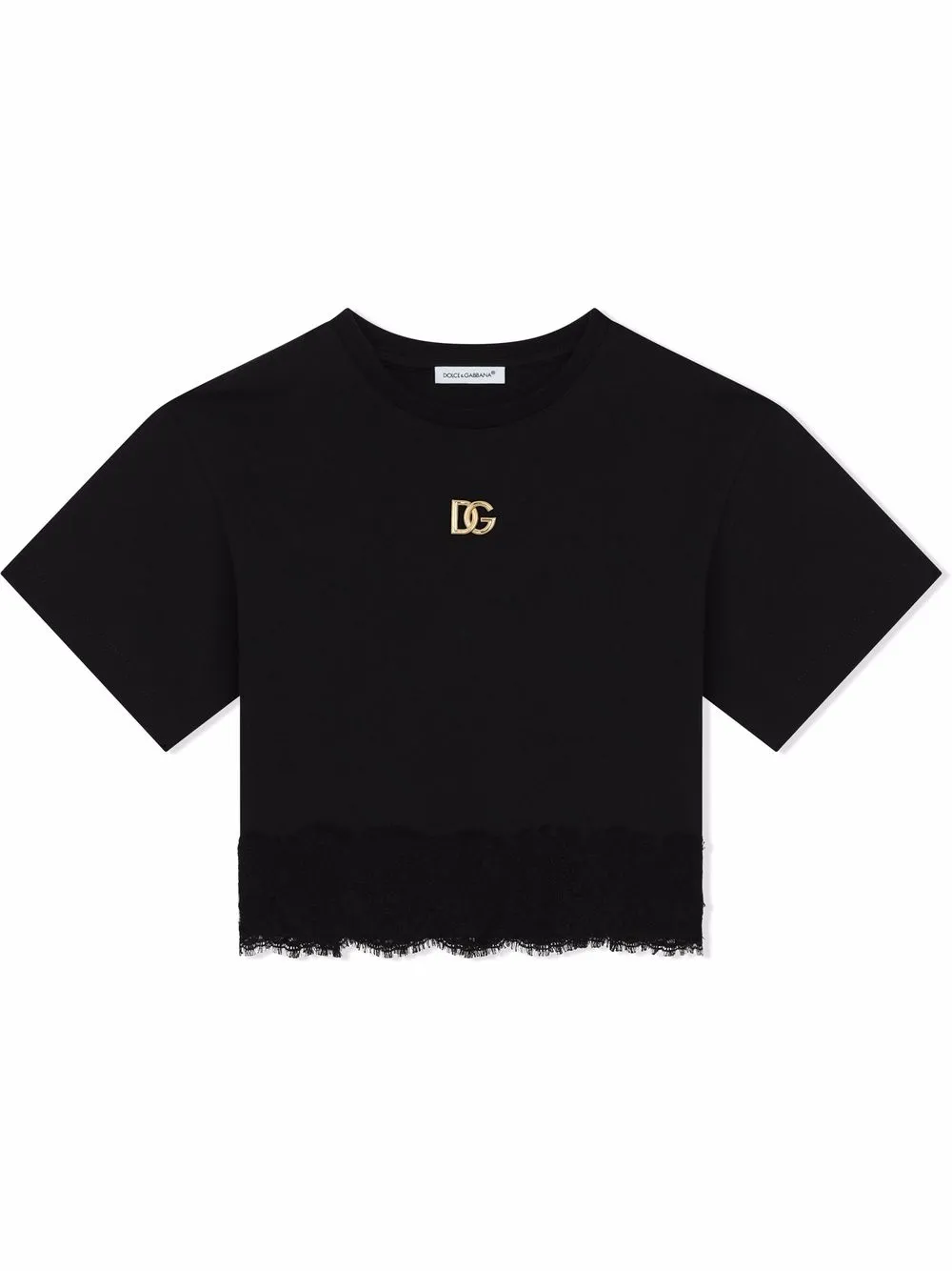 

Dolce & Gabbana Kids playera con ribete de encaje - Negro