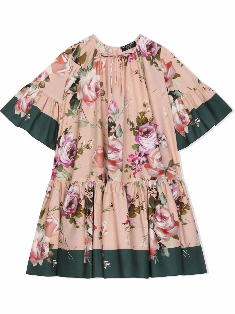 

Dolce & Gabbana Kids flared floral-print cotton dress - Pink