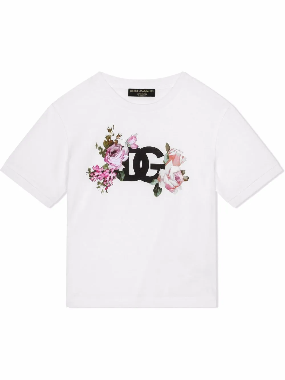 

Dolce & Gabbana Kids floral logo-print cotton T-shirt - White