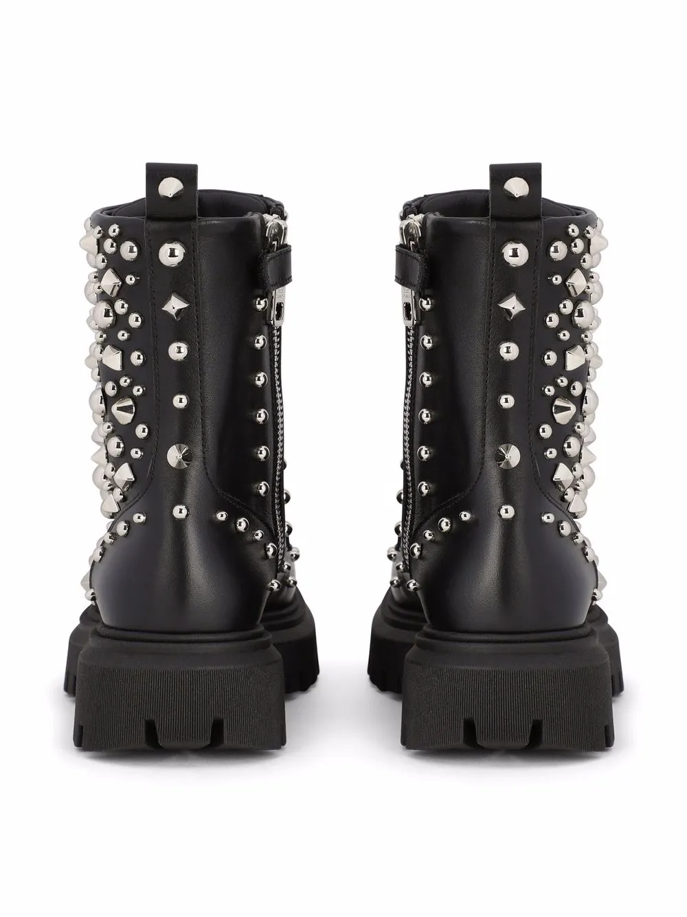  Dolce & Gabbana Kids Studded Leather Combat Boots - Black 