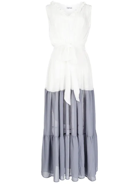 Baruni belted tiered evening gown