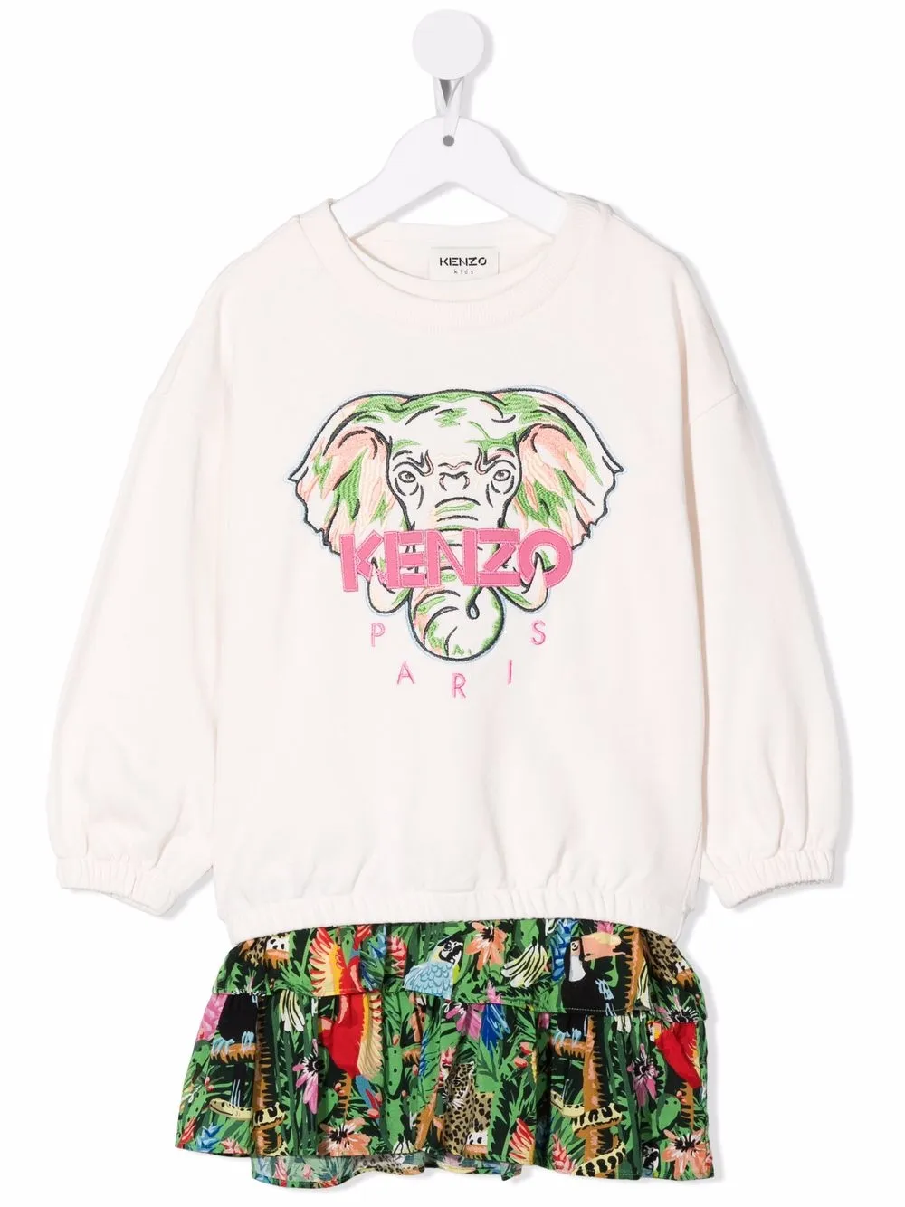 

Kenzo Kids vestido estilo sudadera con logo bordado - Neutro