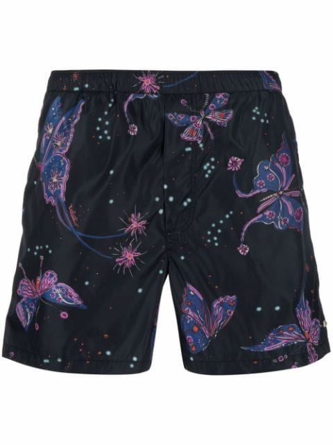 Valentino Garavani shorts de playa con mariposas estampadas