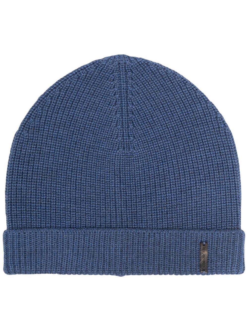 

Corneliani gorro tejido con placa del logo - Azul