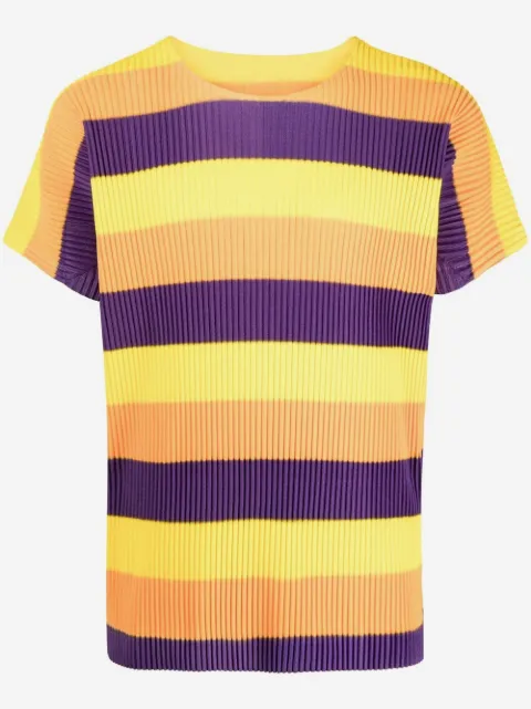 Issey Miyake Pre-Owned T-shirt a righe con effetto plissettato anni 2000