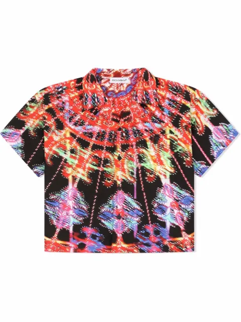 Dolce & Gabbana Kids Luminarie camp collar graphic-print shirt