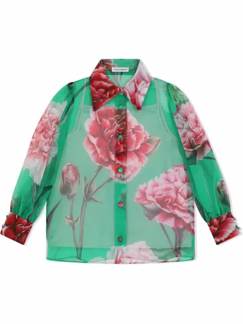 Dolce & Gabbana Kids carnation print silk shirt