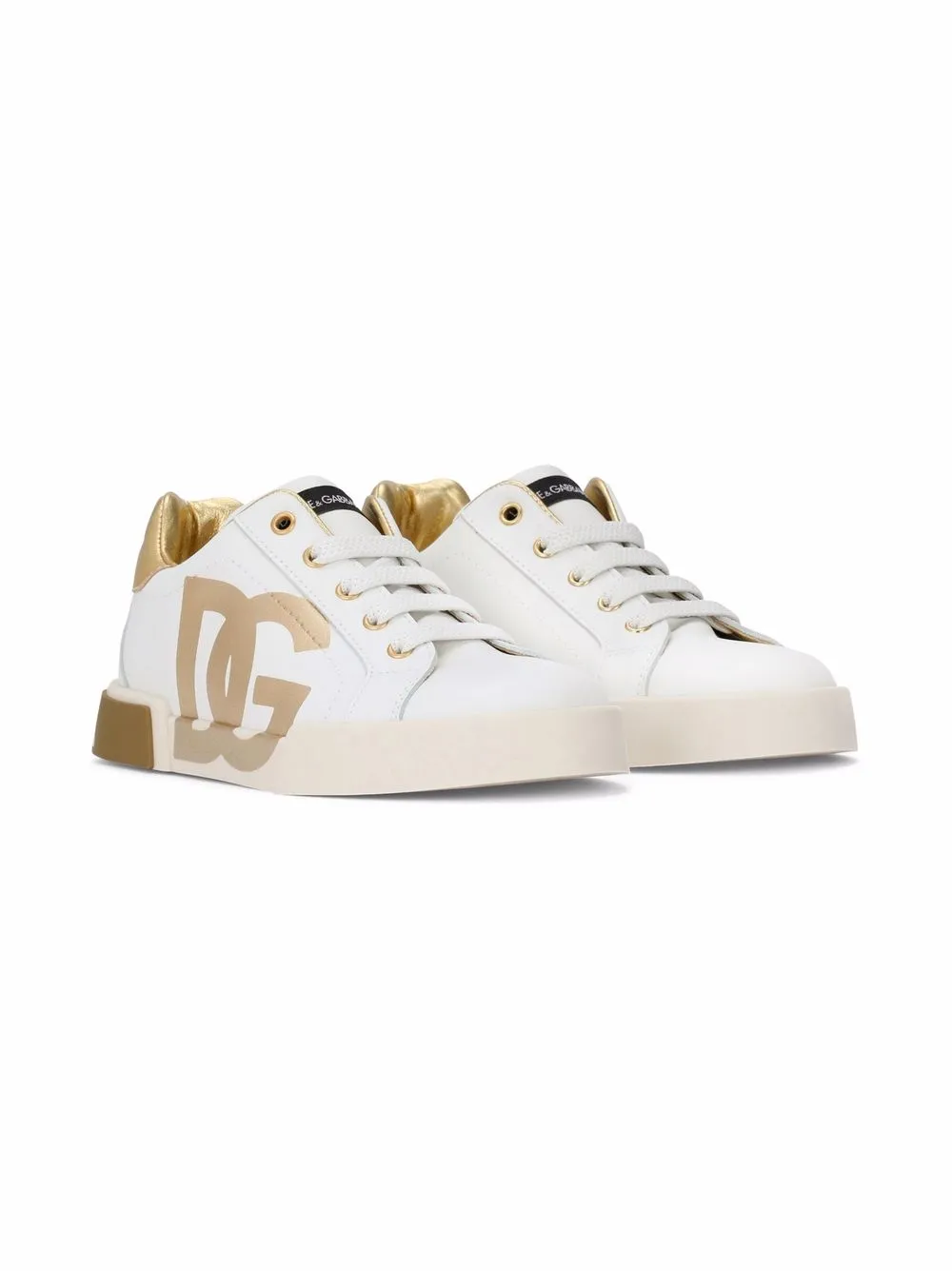 

Dolce & Gabbana Kids logo-print low-top leather sneakers - White