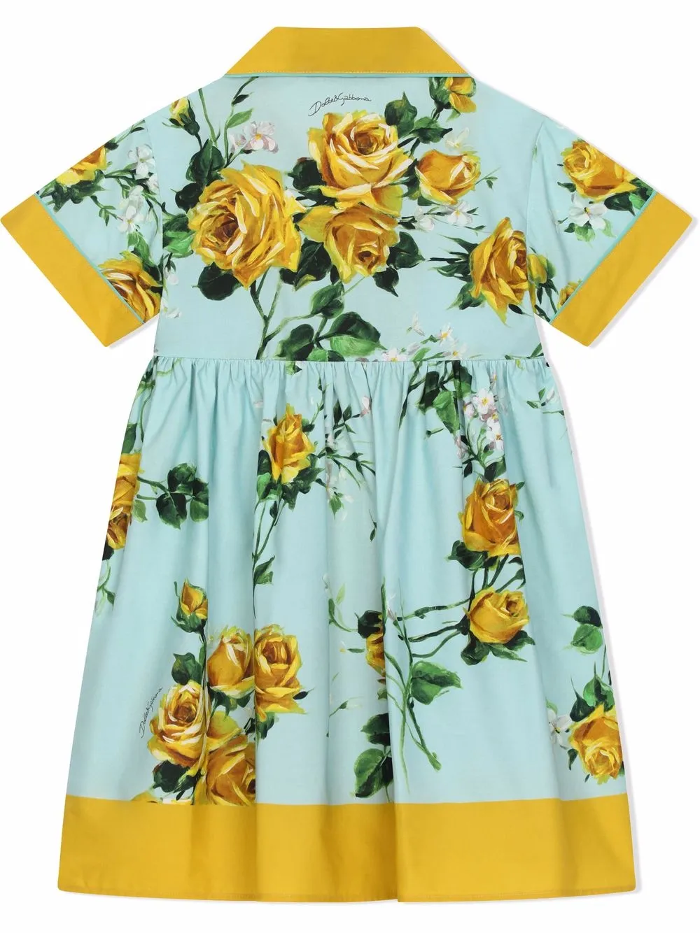 Dolce & Gabbana Kids Blousejurk met roosprint - Blauw