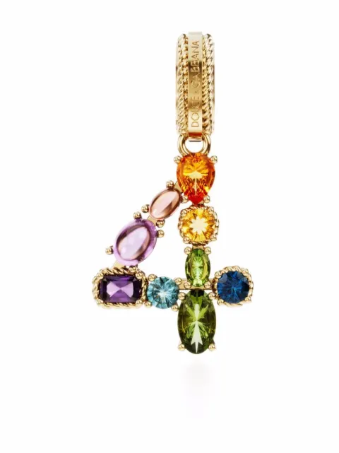Dolce & Gabbana 18K yellow gold Charm 4 Lettering gemstone pendant