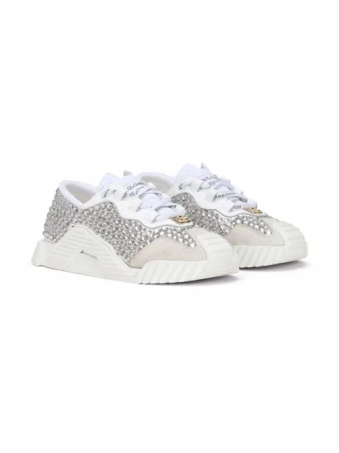 Dolce & Gabbana Kids studded low-top leather sneakers