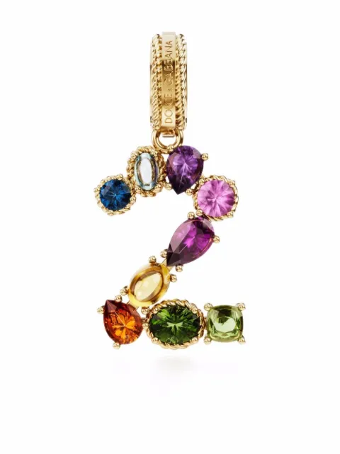 Dolce & Gabbana 18K yellow gold Charm 2 Lettering gemstone pendant