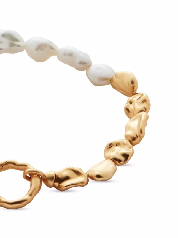 monica vinader 天然石のブレスレット Monica Vinader x Mother Of Pearl Keshi Pearl Bracelet | Gold