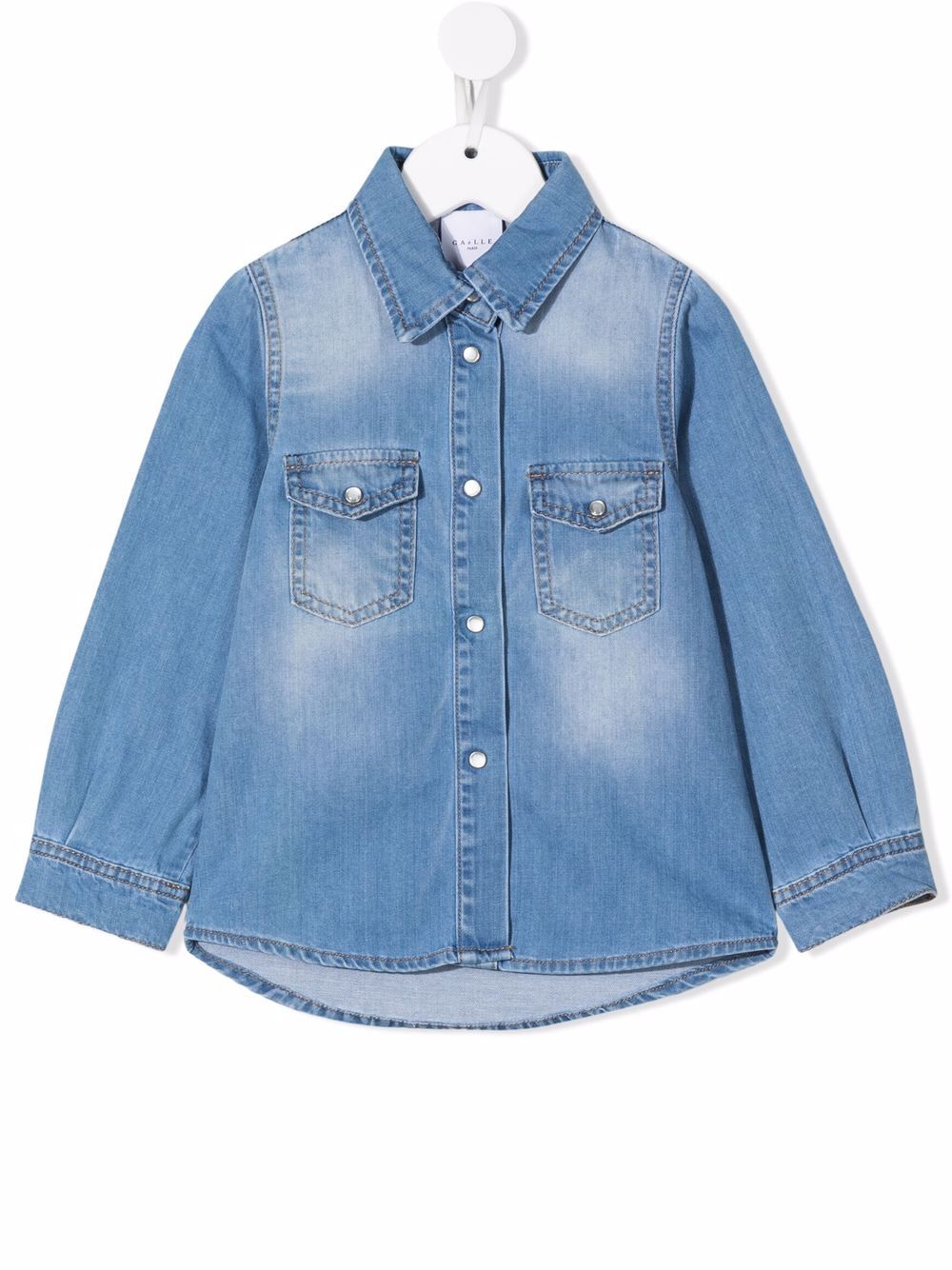 фото Gaelle paris kids logo-patch button-up denim shirt