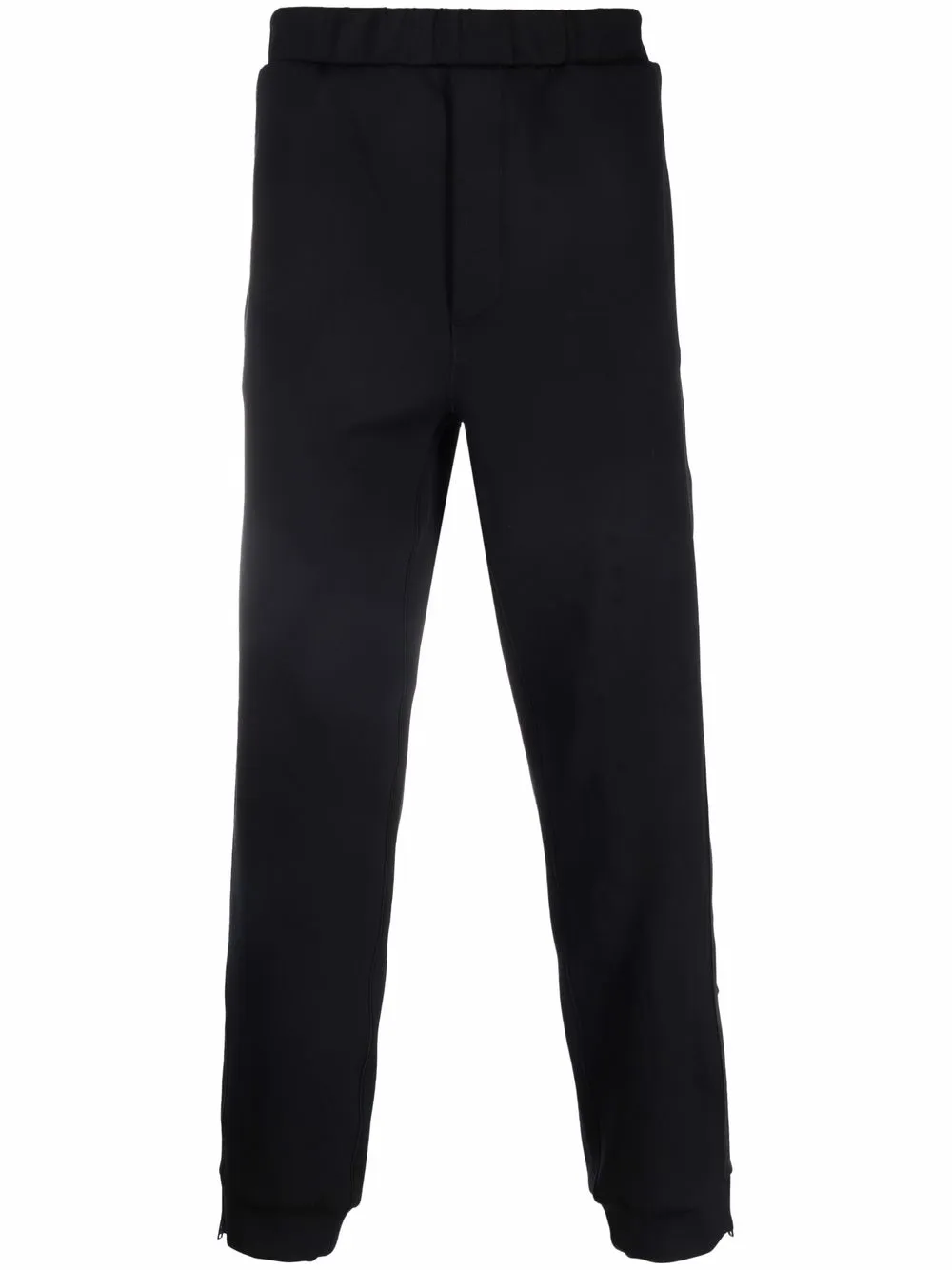 Prada logo-stripe ankle-zip trousers – Black