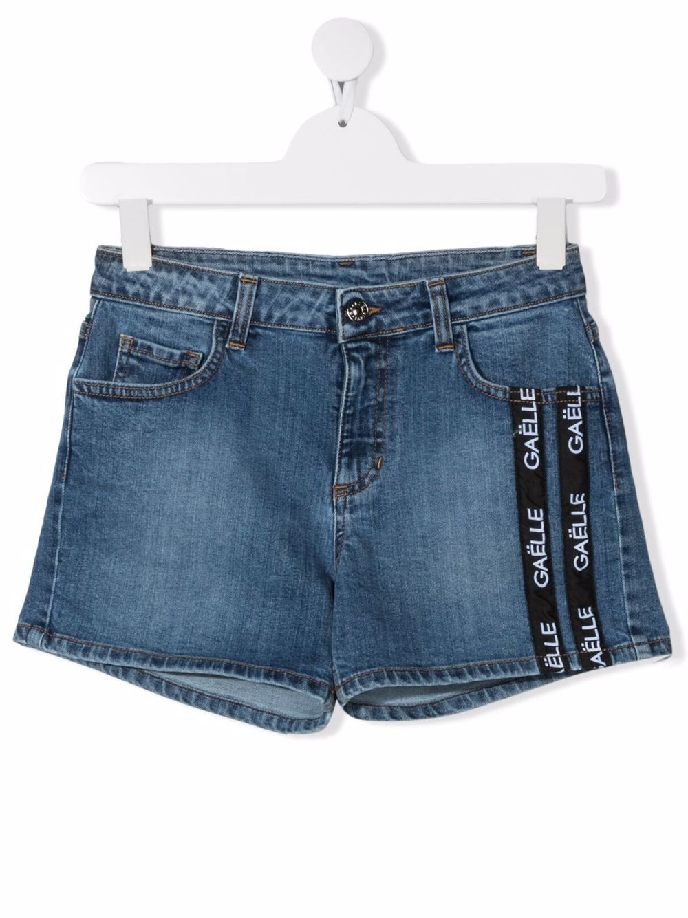 фото Gaelle paris kids teen logo-tape five-pocket denim shorts