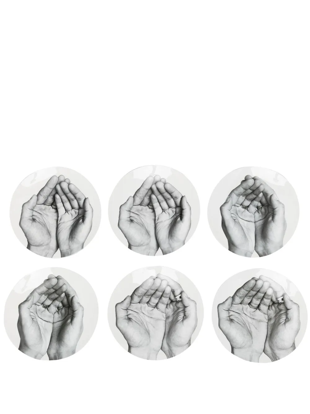 

Bernardaud hand-print set of 6 plates - White