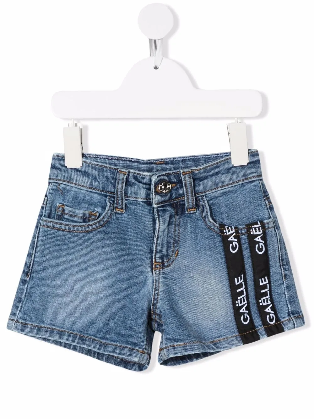 

Gaelle Paris Kids shorts de mezclilla con franjas del logo - Azul