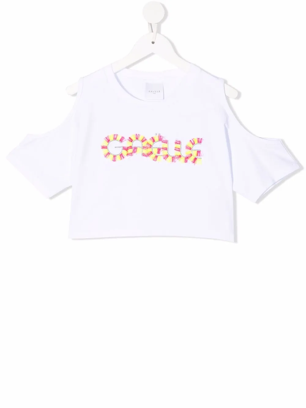 

Gaelle Paris Kids tassel-logo cut-out T-shirt - White