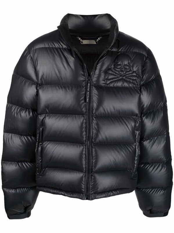Men's luxury jacket - Philipp Plein Bomber jacket in black leather with  logo plate