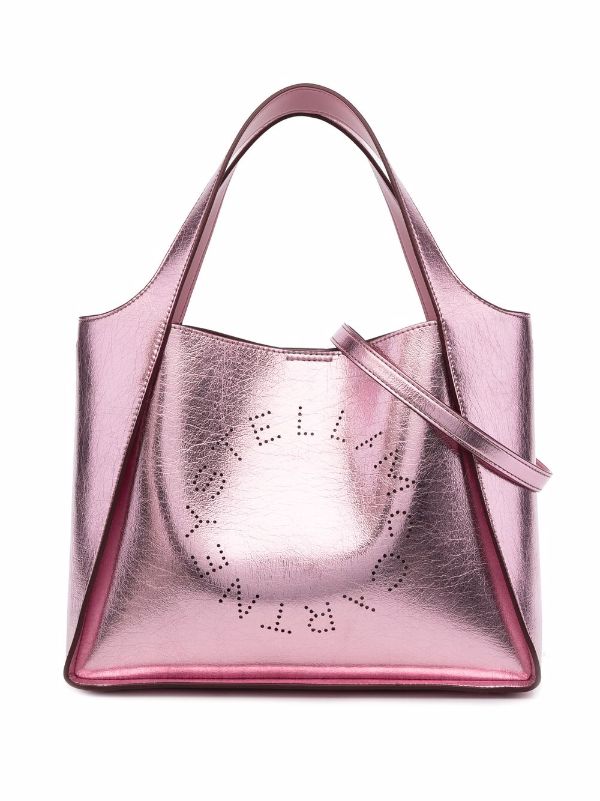 pink metallic tote bag