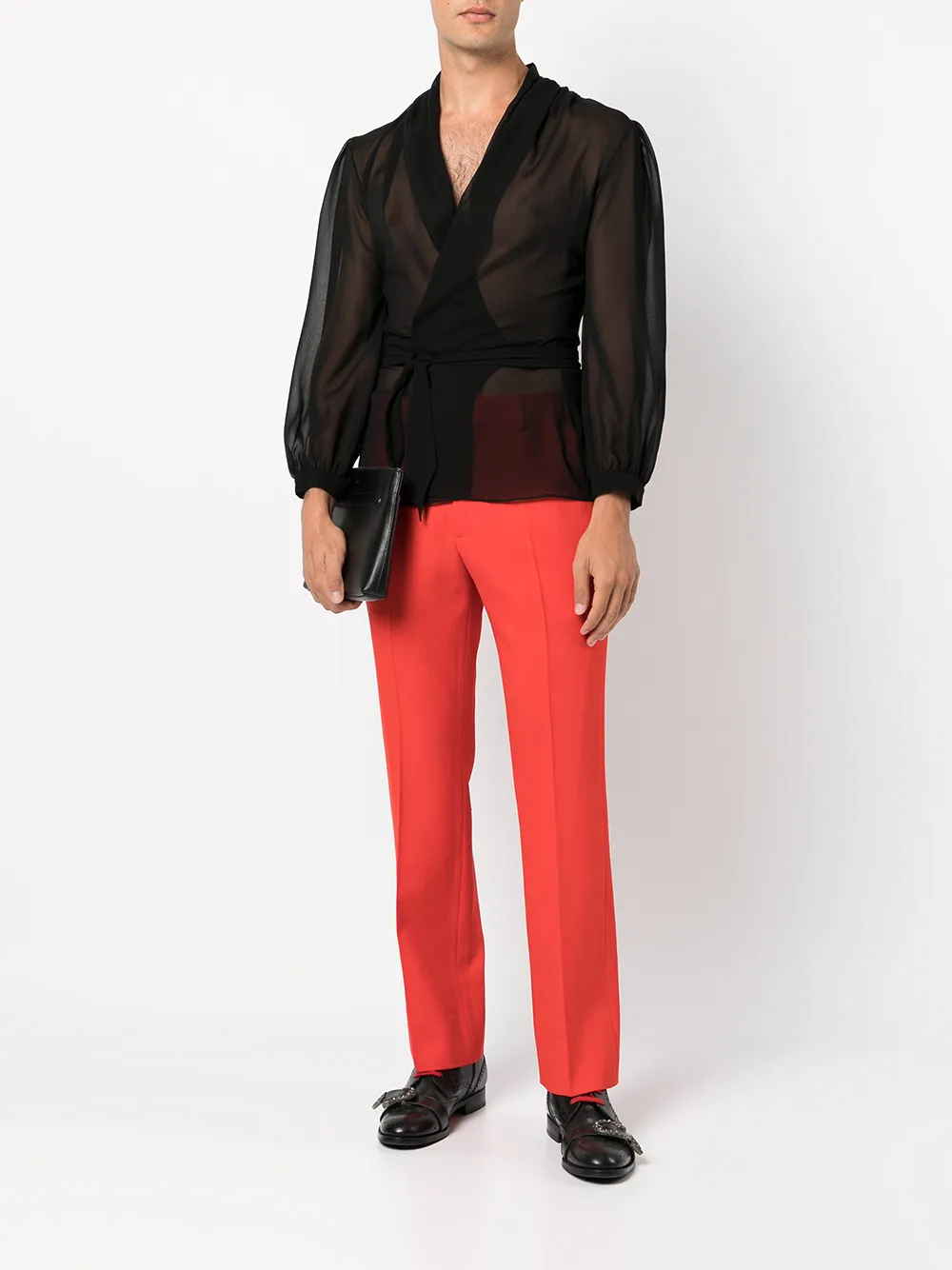 Gucci Zijden wikkelshirt - Zwart