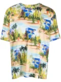 Les Benjamins graphic-print cotton T-shirt - Blue