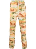 Les Benjamins landscape-print cotton joggers - Orange