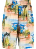 Les Benjamins tropical-print silk shorts - Orange