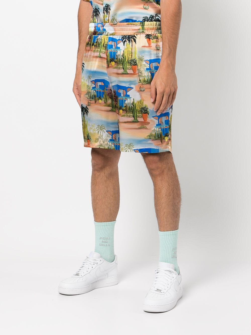 Shop Les Benjamins Tropical-print Silk Shorts In Multicolour