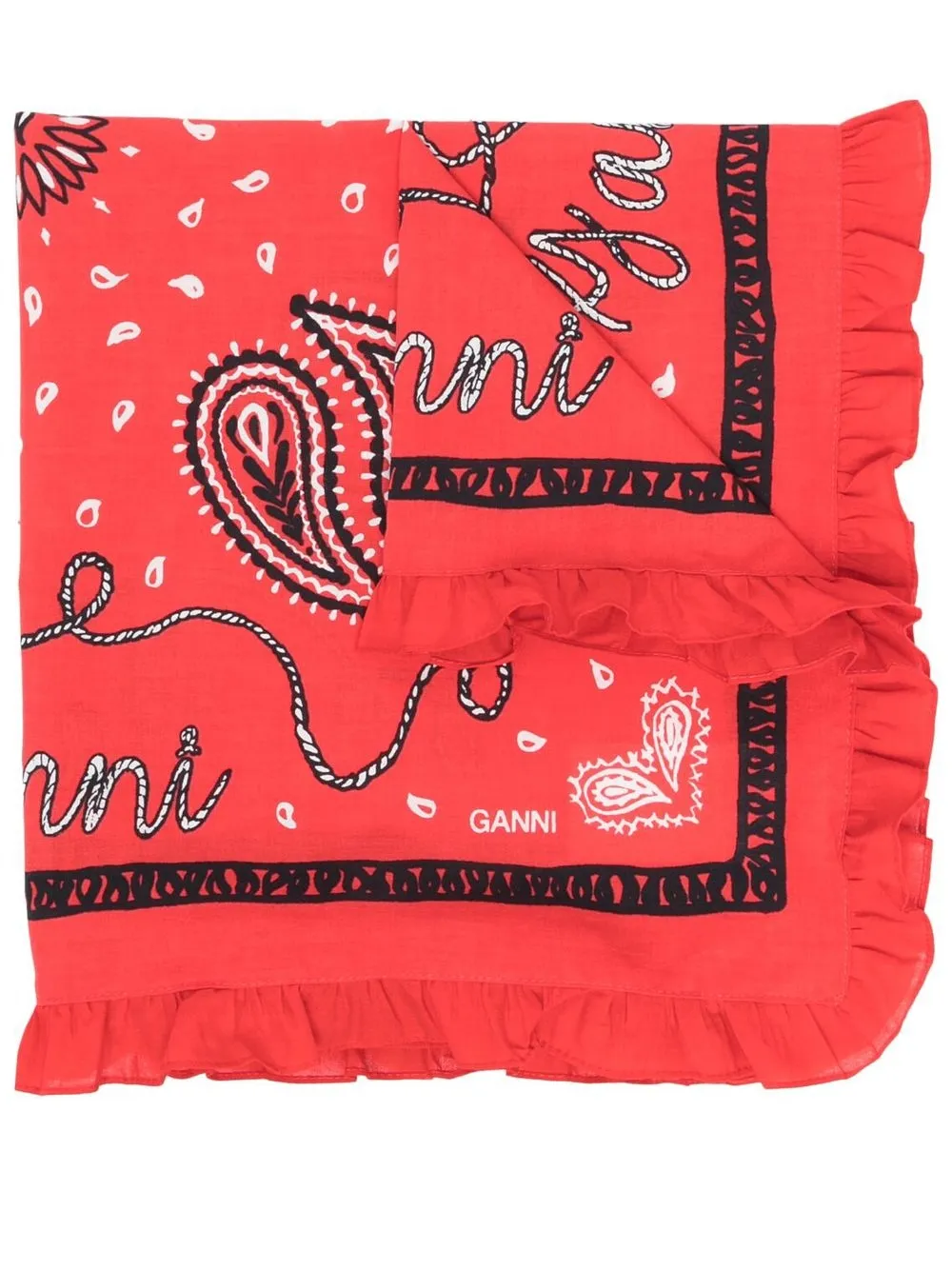 

GANNI ruffled bandana scarf - Red