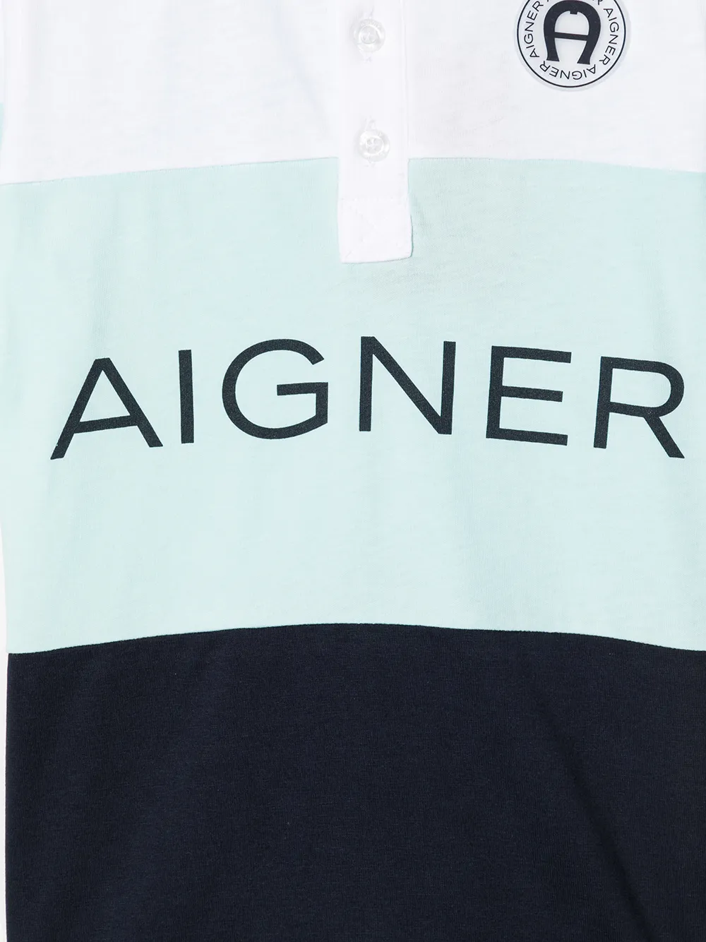 Aigner Kids logo print Polo Shirt Blue