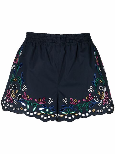 Chloé shorts con bordado floral