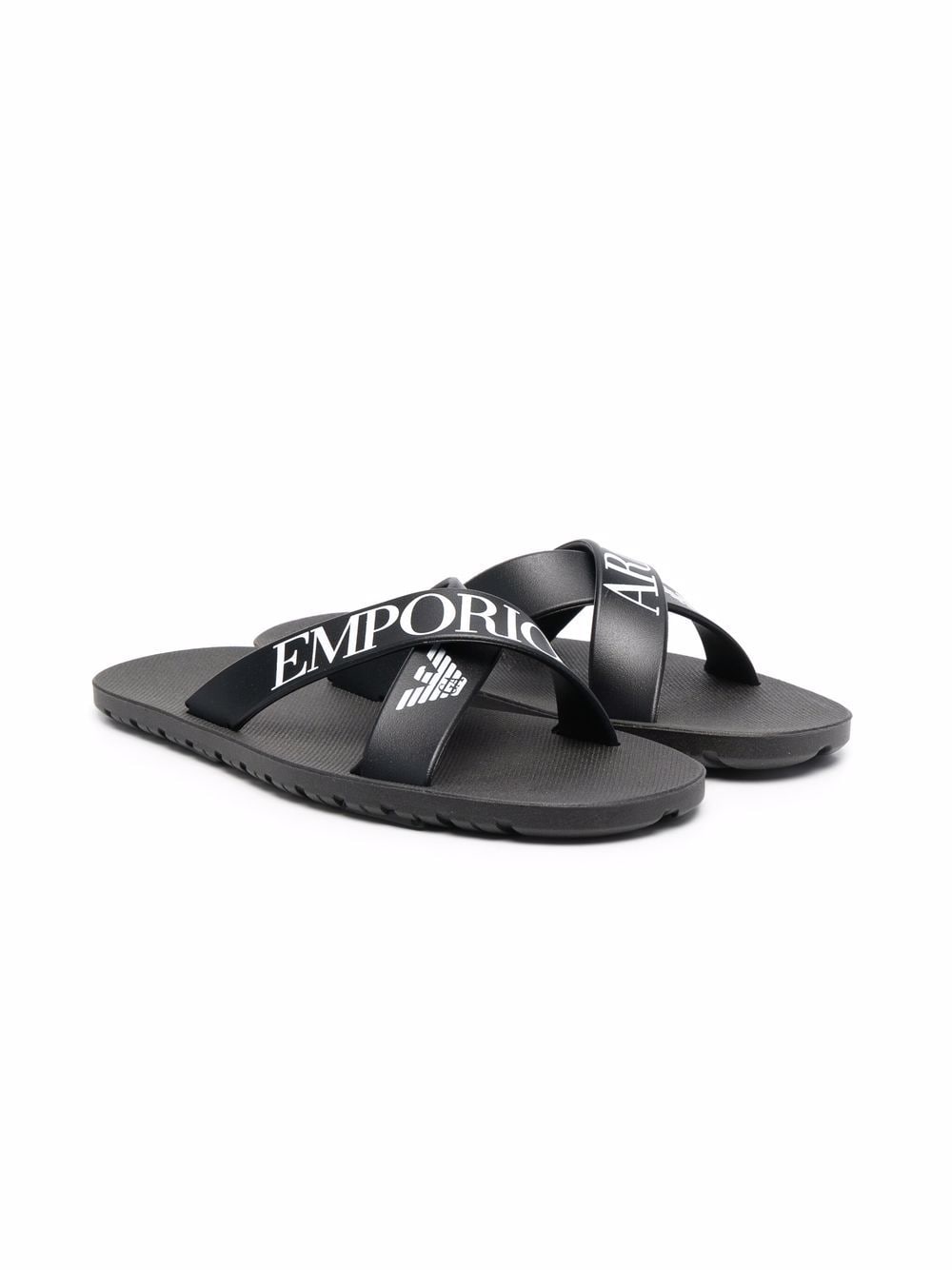Onvermijdelijk Kamer Bad Emporio Armani Kids logo-print slip-on Sandals - Farfetch