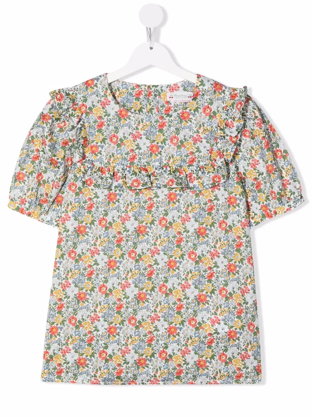 

Bonpoint blusa con volantes y estampado floral - Azul