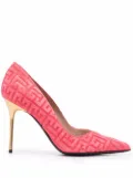 Balmain jacquard-logo pointed pumps - Pink
